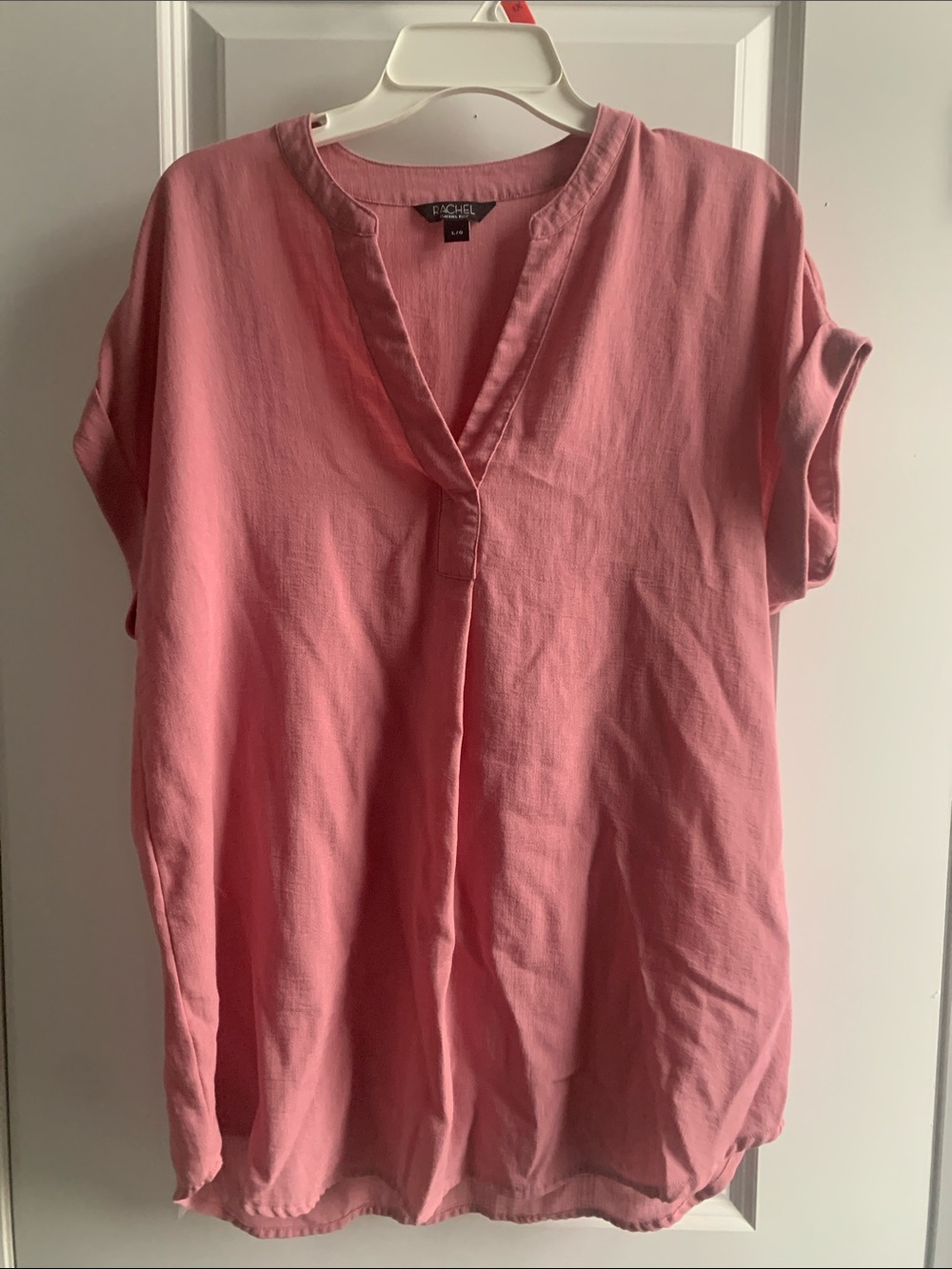 Rachel Zoe Soft Pink V-Neck Short Sleeve Tunic Top